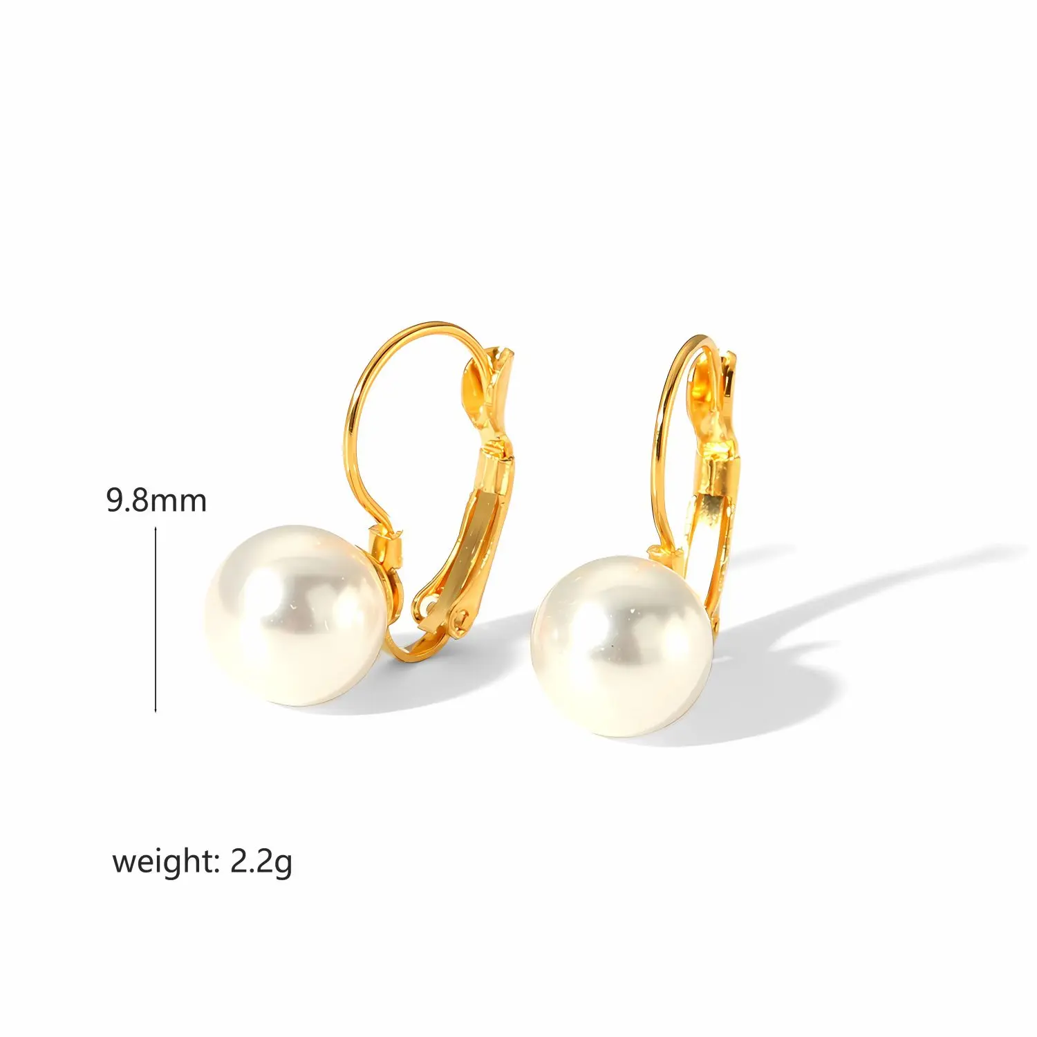 1 Pair Simple Classic Style Geometric Stainless Steel 18K Gold Plated Inlay Artificial Pearls Women's Hoop Earrings Picture2